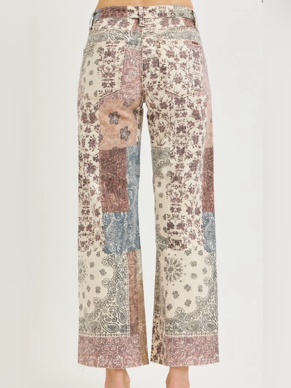 NWOT Risen High Rise Wide Leg Ankle Pants in Earth Block Print - Size 11/30 - Picture 2 of 16